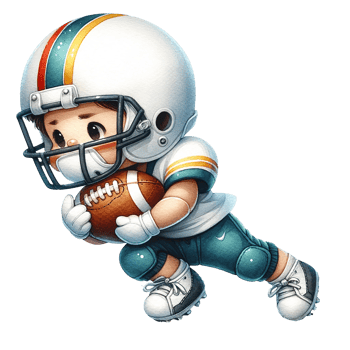 AI generated American football Player in action clipart watercolor. Ai Generate png