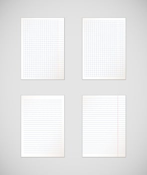 Paper sheets collection of A4 format. Isolated on background. vector