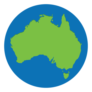 Australia map green color in globe design with blue circle color. Map of Australia png