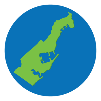Monaco map. Map of Monaco in green color in globe design with blue circle color. png