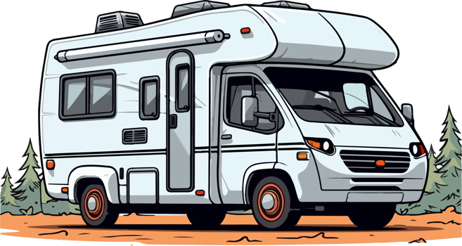 AI generated Cute recreational vehicle in cartoon style png