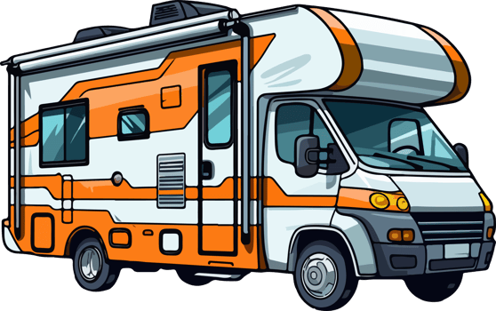 AI generated Cute recreational vehicle in cartoon style png