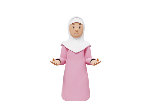 3d woman muslim raised both hands to his waist png