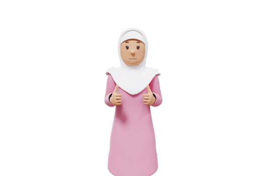 3d illustration of muslim woman give thumb up and smiling to the camera png