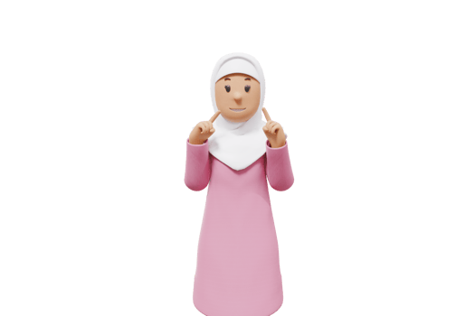 3d illustration of muslim woman pointing her face while smiling png