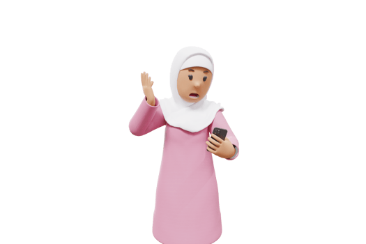 3d woman muslim on a video call while angry with transparent background png