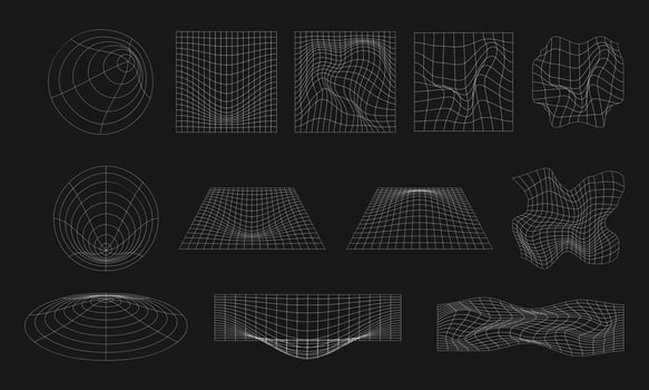 Collection of wireframe graphic elements different shapes vector