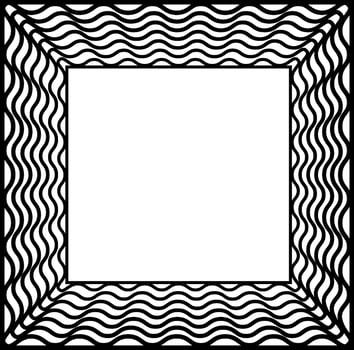 Abstract black geometric frame in the form of wavy lines on a white background vector