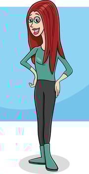 cartoon funny young woman or girl character vector