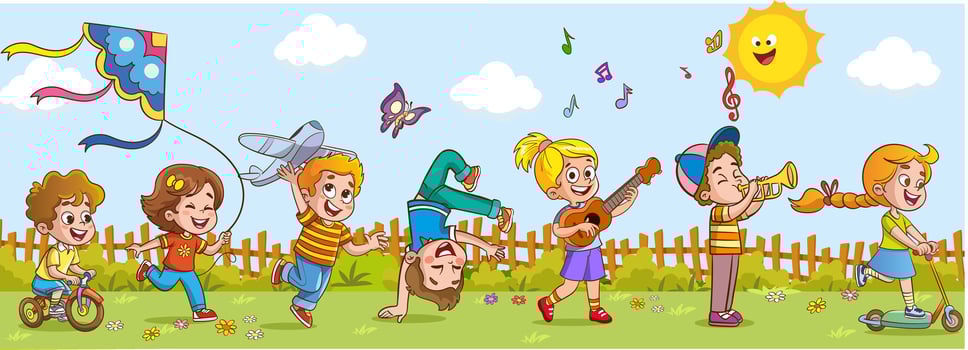 vector illustration of Little children playing