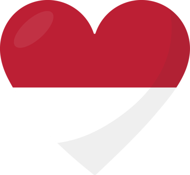 Indonesia flag heart 3D style. png