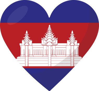 Cambodia flag heart 3D style. png