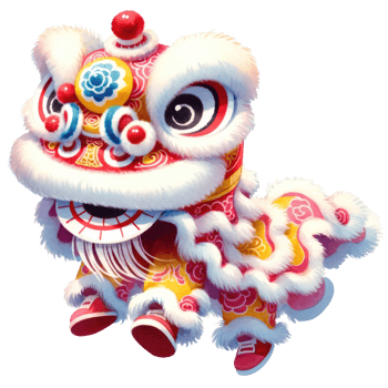 AI generated Vibrant illustration of a traditional Chinese lion dance costume, commonly seen in festivities and New Year celebrations. png