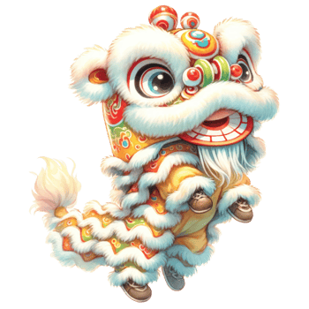 AI generated Vibrant illustration of a traditional Chinese lion dance costume, commonly seen in festivities and New Year celebrations. png
