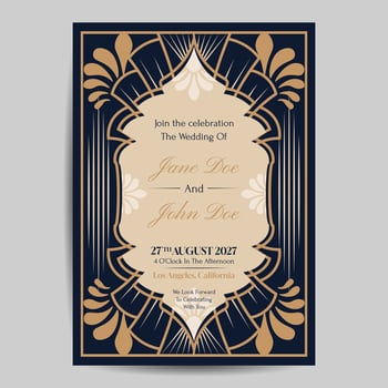 Art Deco Wedding Invitation Template vector