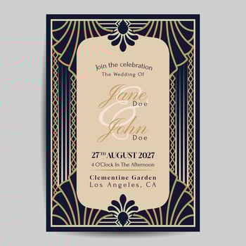 Art Deco Wedding Invitation Template vector