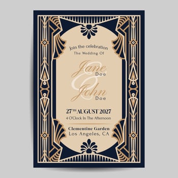 Art Deco Wedding Invitation Template vector