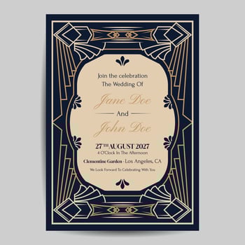 Art Deco Wedding Invitation Template vector