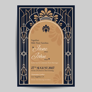 Art Deco Wedding Invitation Template vector