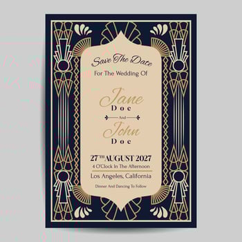 Art Deco Wedding Invitation Template vector