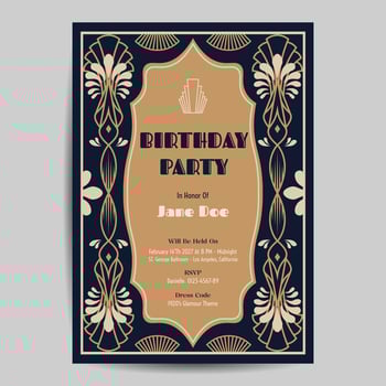 Art Deco Birthday Flyer Invitation vector
