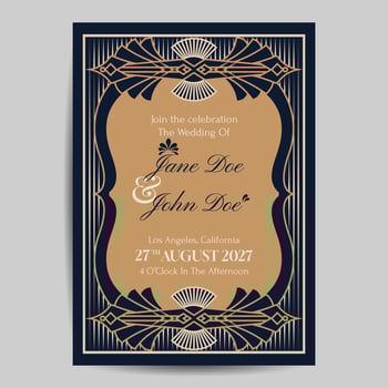 Art Deco Wedding Invitation Template vector