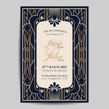 Art Deco Wedding Invitation Template vector