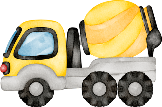 watercolor cement mixer car clip art png