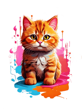 AI generated Orange tabby cat watercolor art on transparent background.Generative AI. png