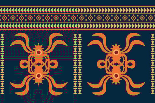 Ethnic Ikat fabric pattern geometric style.African Ikat embroidery Ethnic oriental pattern blue background. Abstract,vector,illustration.Texture,clothing,frame,decoration,motif. vector