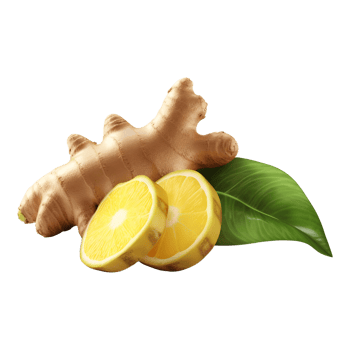 AI generated 3D Rendering of a Ginger With Leaves on Transparent Background - Ai Generated png