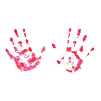 Left and Right hand pink handprints. Paint stains abstract background element. Watercolor illustration isolated on transparent background. Design elements for art classes, stores, flyers, ads, web png