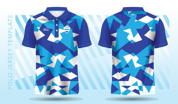 blue polo sport jersey mockup design vector