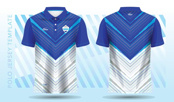 blue polo sport jersey mockup design vector