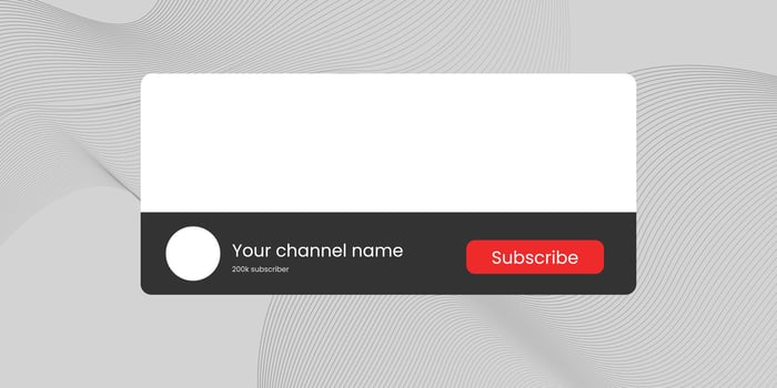 White and black card with a red subscribe button vector