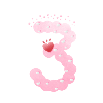 Pink png number with heart