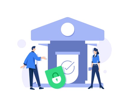 Online E-Banking,Data Protection,Characters in online internet banking transfer electronic funds from bank to bank. Sending and receiving money concept vector