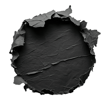 AI generated Blank, black sheet of paper, round shape. On transparent background. Ripped, jagged page. With empty space for text. png