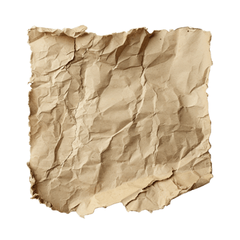 AI generated Aged brown sheet of paper, square shape. On transparent background. Ripped, jagged page. With empty space for text. png