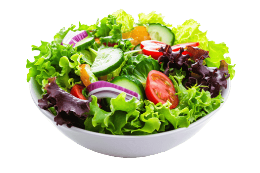 AI generated Salad with fresh vegetables in a bowl isolated on transparent background, Organic food ingredients for healthy nutrition, Diet concept png