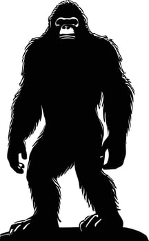 Bigfoot silhouette, Bigfoot illustration, Bigfoot isolated on white background vector
