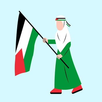 Hijab Woman Holding Palestine Flag vector