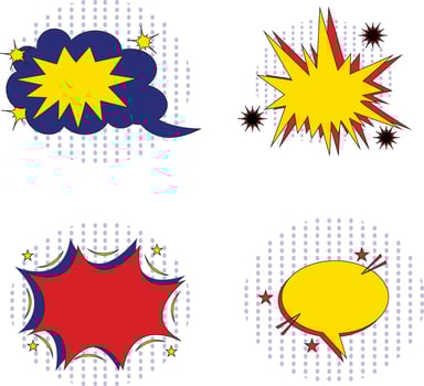 Comic Bubble Dynamic Icons. Isolated On White Background. Vector Illustration Set