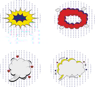 Comic Bubble Dynamic Icons. Isolated On White Background. Vector Illustration Set