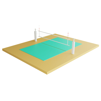 Volleyball court clipart flat design icon isolated on transparent background, 3D render sport and exercise concept png