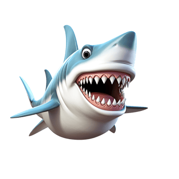 AI generated Cartoon Style 3D Shark Logo Illustration No Background png