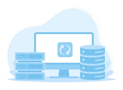 The concept is backing up the data concept flat illustration vector