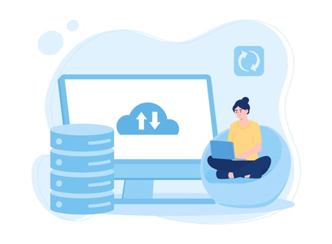 women uploading data concept flat illustration vector