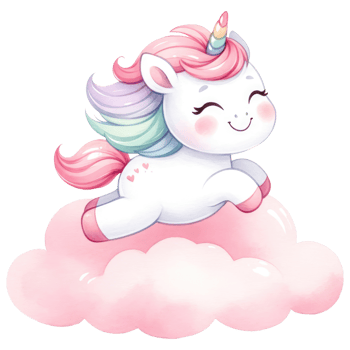 AI generated Unicorn in rainbow and white colors for baby and girls birthday party png
