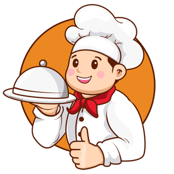 Illustration of a Chef Holding a Platter and Showing Thumbs Up png